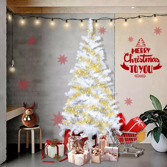 Witte Kunst Kerstboom 210 cm met LED Verlichting 500 LED's