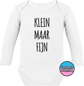 Rompertjes baby - Klein maar fijn - maat 50/56 - lange mouwen - baby - baby kleding jongens - baby kleding meisje - romper - rompertjes baby met tekst - kraamcadeau meisje - kraamc