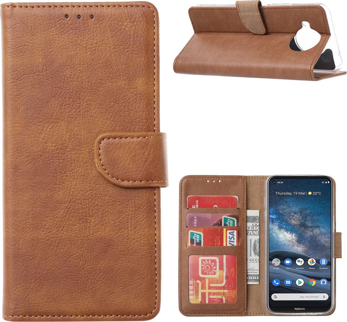 Book Case voor Nokia 8.3 Book Case Bruin met Standaard