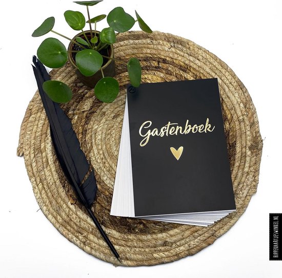 Gastenboek invulkaarten 50 stuks - Bruiloft - Huwelijk - Receptieboek - Invulboek zwart met goudfolie