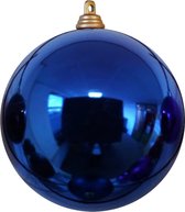 Kerstbal 8 cm donker blauw glans set 4 stuks