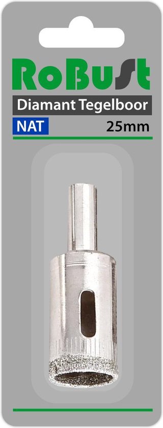 Verpakking met een Robust Diamant Tegelboor NAT 25mm.