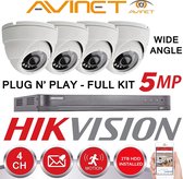 Kit Hikvision DVR - 4x caméra Dome intérieur/extérieur  HD 4K 5 MP vision nocturne blanc 2 To