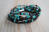 Curly's Beads DIY Pakket - Sieraden maken - Lederen Wikkelarmband - Miyuki Rocailles - Turquoise