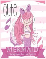 cute mermaid coloring book for kids ages 4-8