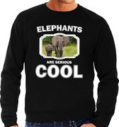 Dieren olifant met kalf sweater zwart heren - elephants are serious cool trui - cadeau sweater olifant/ olifanten liefhebber XL