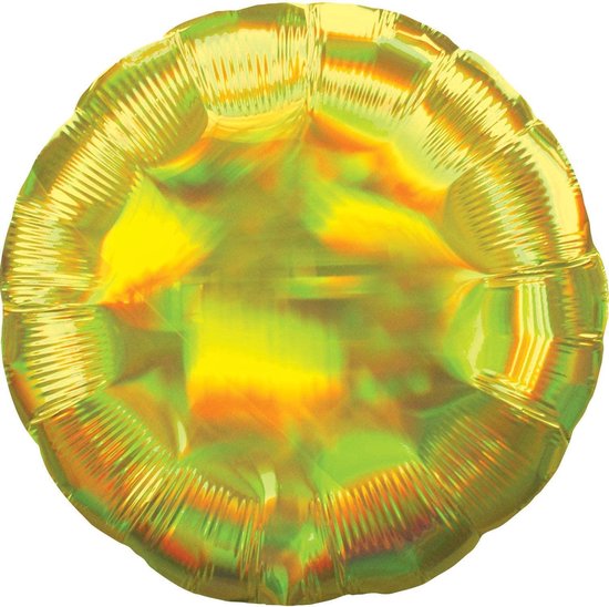 Standard Holographic Iridescent Yellow Circle Foil Balloon S55 Bulk