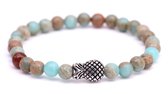 FortunaBeads Piney Aqua Terra Jasper Armband Heren – Blauw – Large 20cm