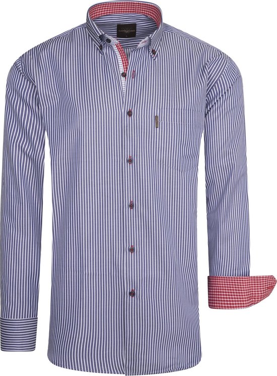 Cappuccino Italia - Heren Overhemden Regular Fit Overhemd Navy Striped - Blauw - Maat 4XL bol.com