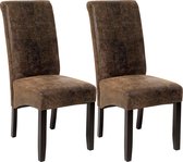 Chaises de salle à manger Tectake - 2 pièces - aspect cuir suédé - marron - 401596