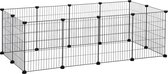 Hoppa! Huisdierenhok Verstelbaar Hek - Zwart - Metaal - 143 x 73 x 46 cm