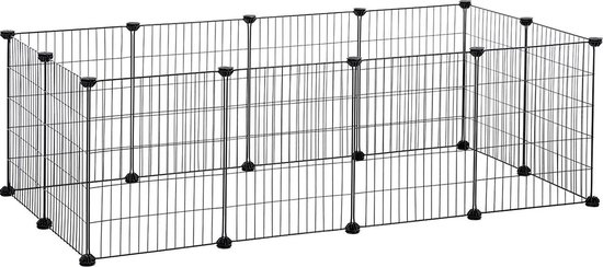 Hoppa! Huisdierenhok Verstelbaar Hek - Zwart - Metaal - 143 x 73 x 46 cm