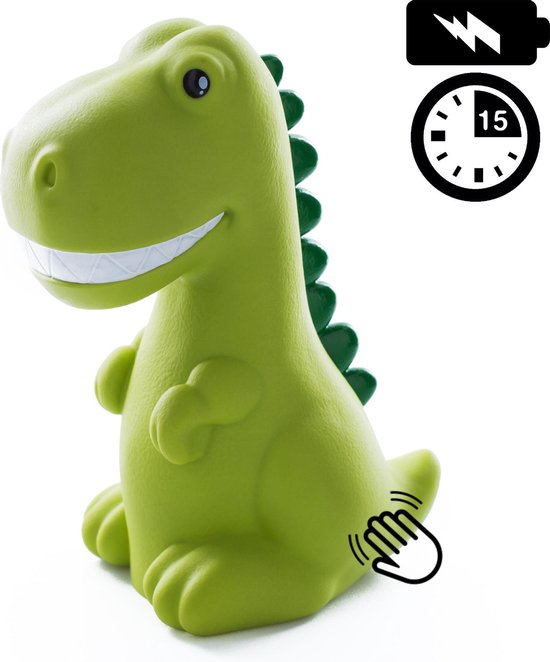 Dhink Dinosaurus Nachtlamp LED Oplaadbaar met Timer, Tap en Dimfunctie – Groen