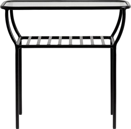 Nordal - Side table, black, w/glass plate, bars
