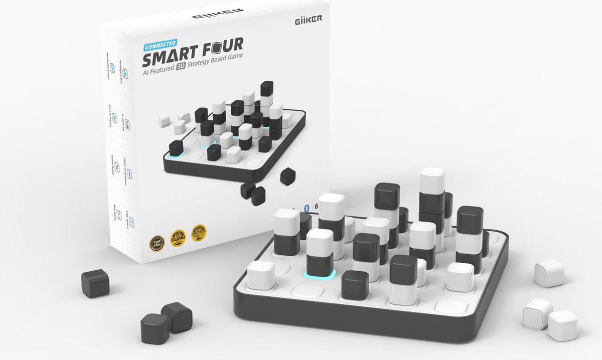 SmartFour 3D vieropeenrij familie educatief strategie spel met AI en Bluetooth