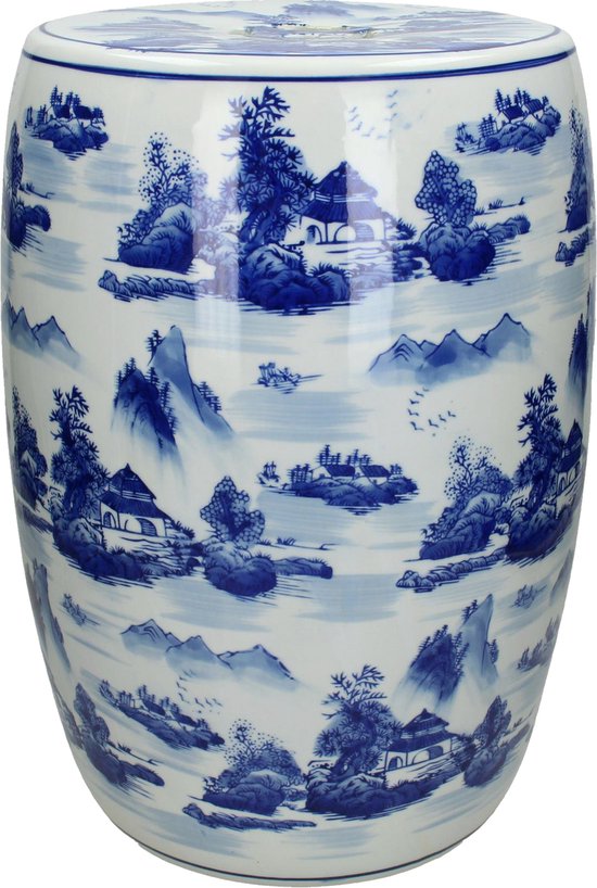 Wants & Needs Tabouret Porcelaine Blauw 23 X 23 X 40