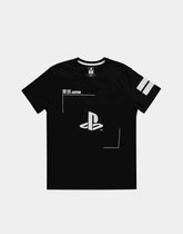 Tshirt Homme Playstation - S - Logo Noir & White Zwart