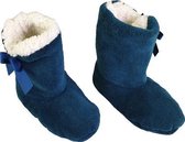 Pantoffels Hoog Model Donker Groen Met Strik - Donker Groen - Maat 31 / 32 - Pantoffels unisex - Warme pantoffels – Sloffen - Sloffen dames – Winter - Kerst cadeau – Kerstcadeau –