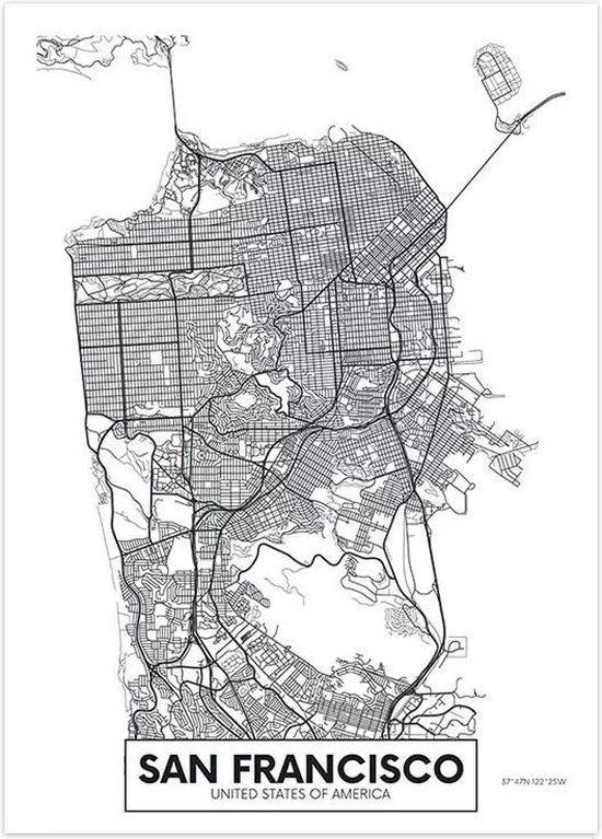 San Francisco City Map Canvas City Map San Francisco | 30X40Cm | Bol.com