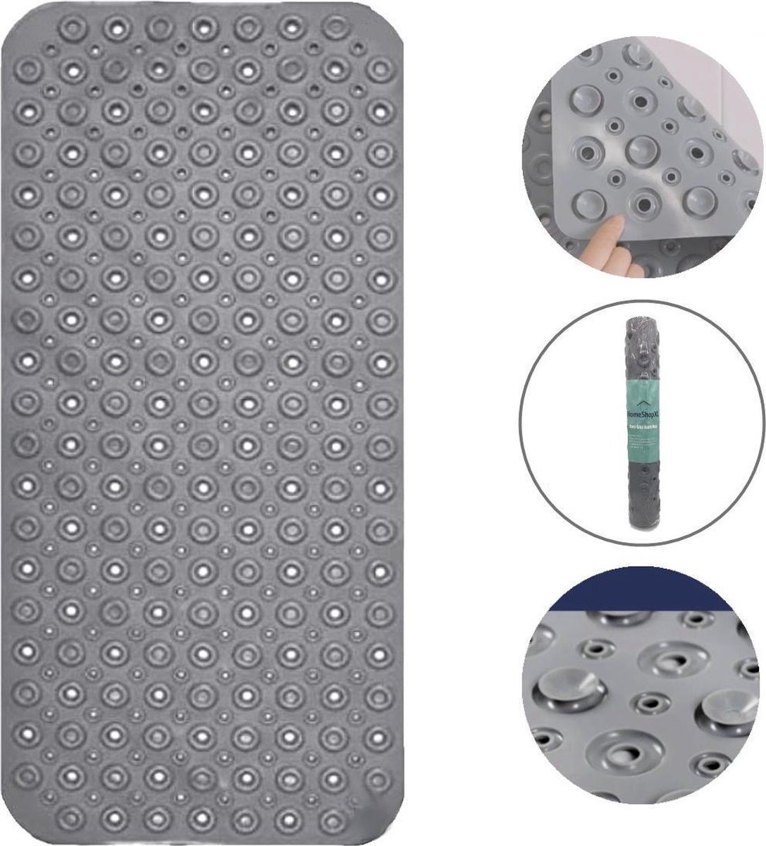 The Original HSXL - Antislip Douchemat / Badmat Grijs met Zuignappen - 88x40CM - Mat voor in bad - A