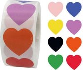 500 Stickers Mix Kleur Hart Op Een Rol - 2,5 cm - Stickers Hart - Label Hart - Stickers Hartjes