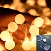 lichtsnoer - slinger lampjes - 6 meter - 40 kleine LED lampjes slinger - bolletjes - warm wit - sfeerverlichting - binnen&buiten - werkt op 3AA batterijen: overal bruikbaar geen stopcontact nodig! Breng gezelligheid in je huis!