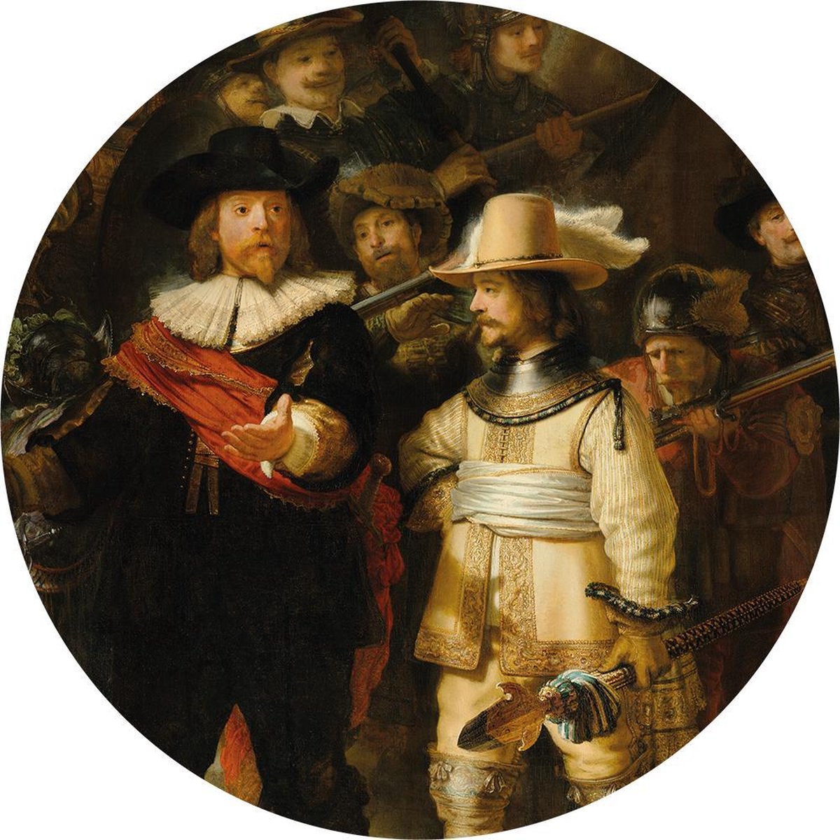 Staerkk - De Nachtwacht Rembrandt van Rijn - Ø80 cm - Muurcirkel van dibond incl. bevestiging