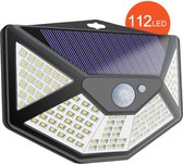 Solar Wandlamp Buiten - Buitenlamp met bewegingssensor - NU MET EXTRA BATTERIJ - Buitenverlichting op zonne energie - 112 LED lamp 270 graden - 2200 mAh Lithium Batterij