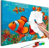Doe-het-zelf op canvas schilderen - Clownvis 60x40 ,  Europese kwaliteit, cadeau idee