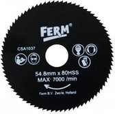 FERM - CSA1037 - Precisie - zaagblad - 80HSS - Diameter: - 54,8mm - Asgat: - 11,1mm - Voor zagen van - Zacht metaal - Kunststof - Universeel - Zeer geschikt voor - CSM1035 - CSM1038 - Precisie-cirkelzaag - Zaagdiepte: - 12mm