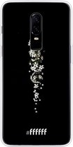 OnePlus 6 Hoesje Transparant TPU Case - White flowers in the dark #ffffff