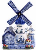Muziekmolen Boerin Delfts Blauw Holland 16 Cm - Souvenir
