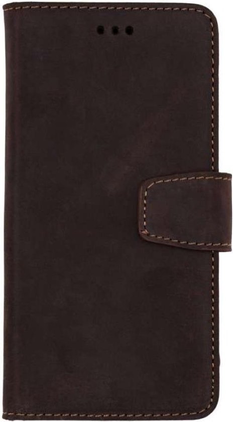 HB Hoesje Geschikt voor Samsung Galaxy S10E - Donker Bruin - Handgemaakt Luxe Book Case - Portemonnee Hoes met Kaartvakken