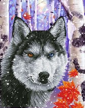 Diamond Painting Volwassenen - Ronde Steentjes - Volledig Pakket - Hobby - Diamond Dotz® - DD10.040 - Dieren -Wolf in het bos 40 x 50cm