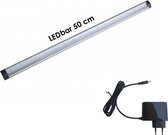LEDbar 50cm point touch compleet met voeding  | 12V DC | 5W=50W | warmwit 3000K | dimbaar