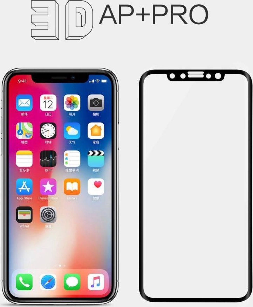 Full Screen - privacy glass - iPhone X - 0.3 mm - Transparant