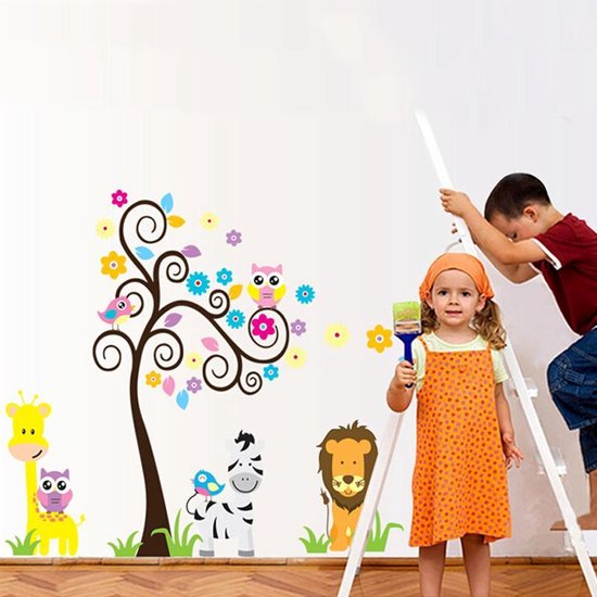 Muursticker | Giraffe | Leeuw | Zebra | Uiltjes | Wanddecoratie | Muurdecoratie | Slaapkamer | Kinderkamer | Babykamer | Jongen | Meisje | Decoratie Sticker