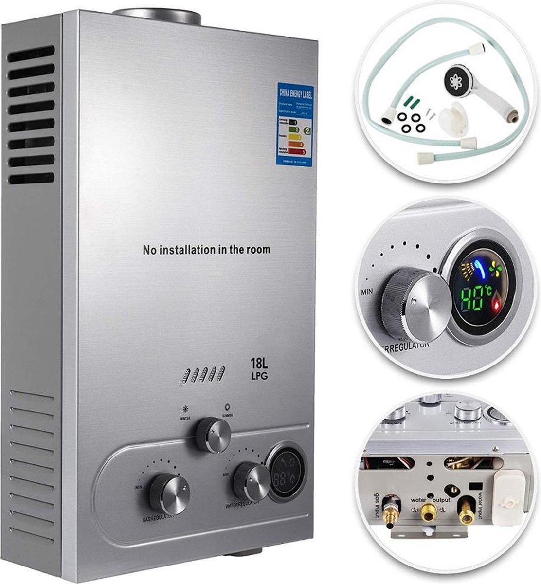 Dexters Propaan - Boiler - LPG Geiser 16 Liter / minuut Boiler - Ideaal Voor Camper - Caravan - B