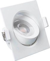 LED Spot - Inbouwspot - Facto Niron - 7W - Natuurlijk Wit 4000K - Mat Wit - Vierkant - Kantelbaar - BES LED