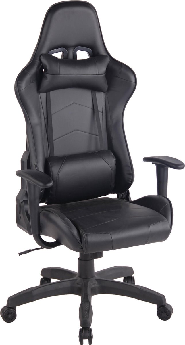 Bureaustoel - Game stoel - In hoogte verstelbaar - Kunstleer - Zwart - 65x47x138 cm