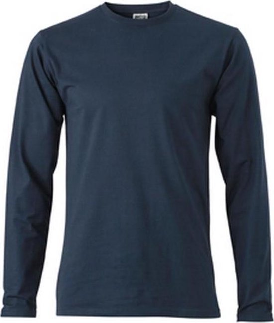 James and Nicholson - T-shirt élastique à manches longues unisexe (Marine)