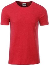 James and Nicholson - Heren Standaard T-Shirt (Melange Rood)