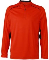 James and Nicholson - Heren Sportshirt met Lange Mouwen (Rood/Grijs)