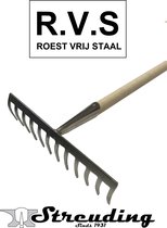 Streuding - Hark - Roestvrij Staal - ( RVS ) - 12 tands - met steel - ArtNr. 22870