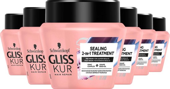 Schwarzkopf - Gliss Kur - Split Hair Miracle Treatment - Haarmasker - pot 6x 300 ml - Voordeelverpakking