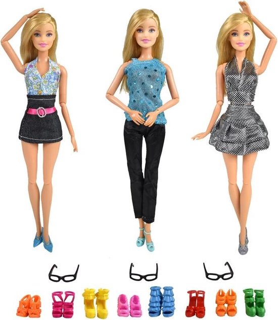 Poppenkleertjes - Geschikt voor Barbie - Set van 3 outfits voor modepoppen  - 1 jurk, 1... | bol.com