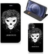 Telefoonhoesje met Tekst Geschikt voor iPhone 12 Mini Bookstyle Case Skull Hair