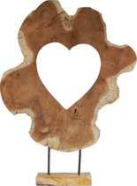 Houten decoratie hart op standaard - Teakhout - Landelijk / industrieel - 48x40 cm