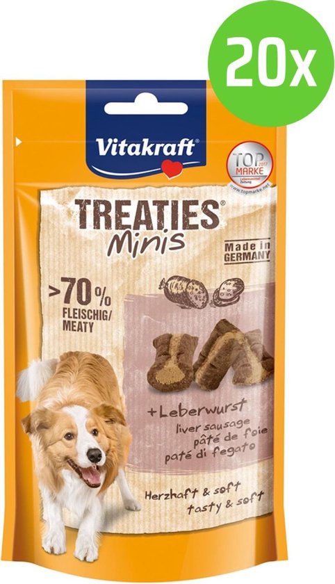 Vitakraft Treaties Minis Leverworst - hondensnack - 20 verpakkingen