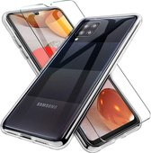 HB Hoesje Geschikt voor Samsung Galaxy A42 5G Transparant - Siliconen Back Cover & Glazen Screenprotector